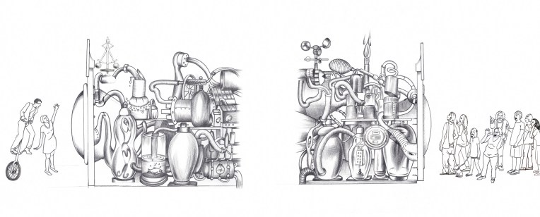 Illustration created as a visualisation for an imagined space for Artist Paul St George